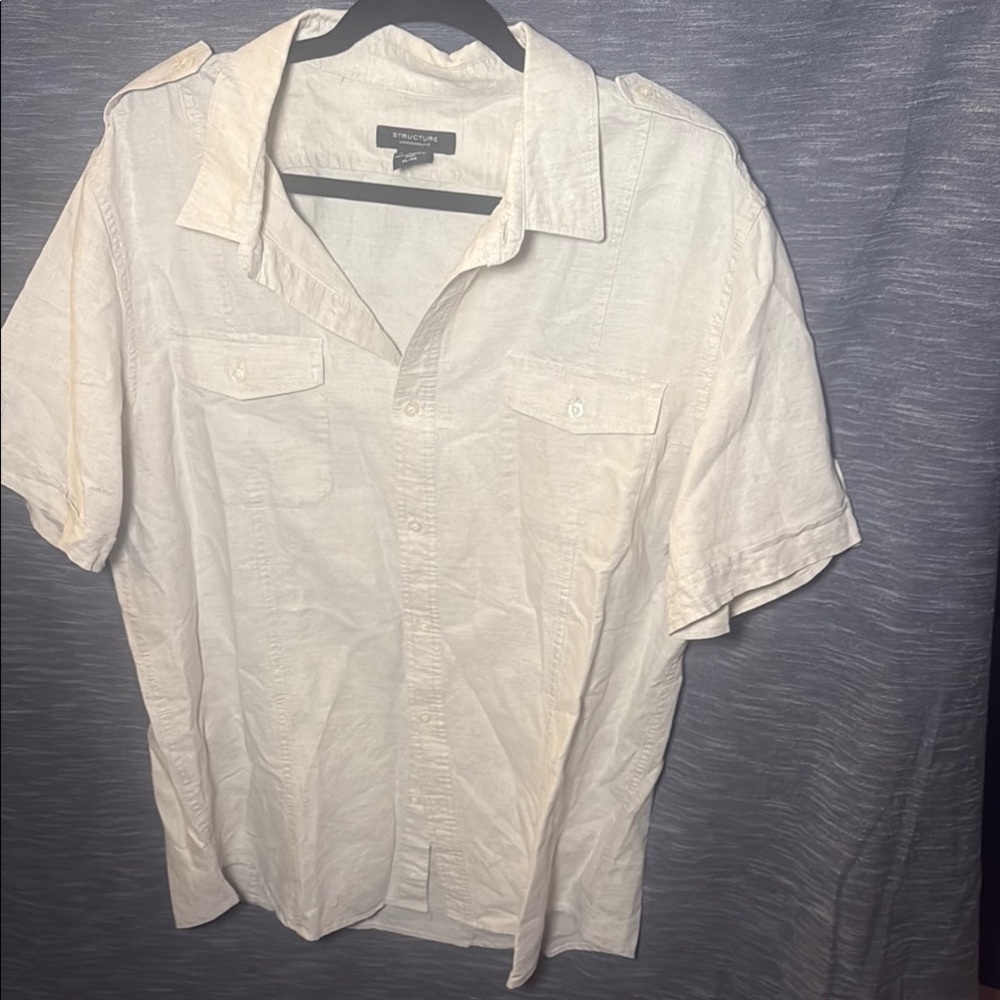 Structure Men's Cream Short Sleeve Shirt